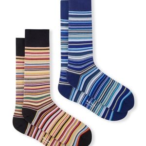 PAUL SMITH Men's 2-Pack Multicolored Striped Socks *NEW W/TAGS* $60 🧦🧦